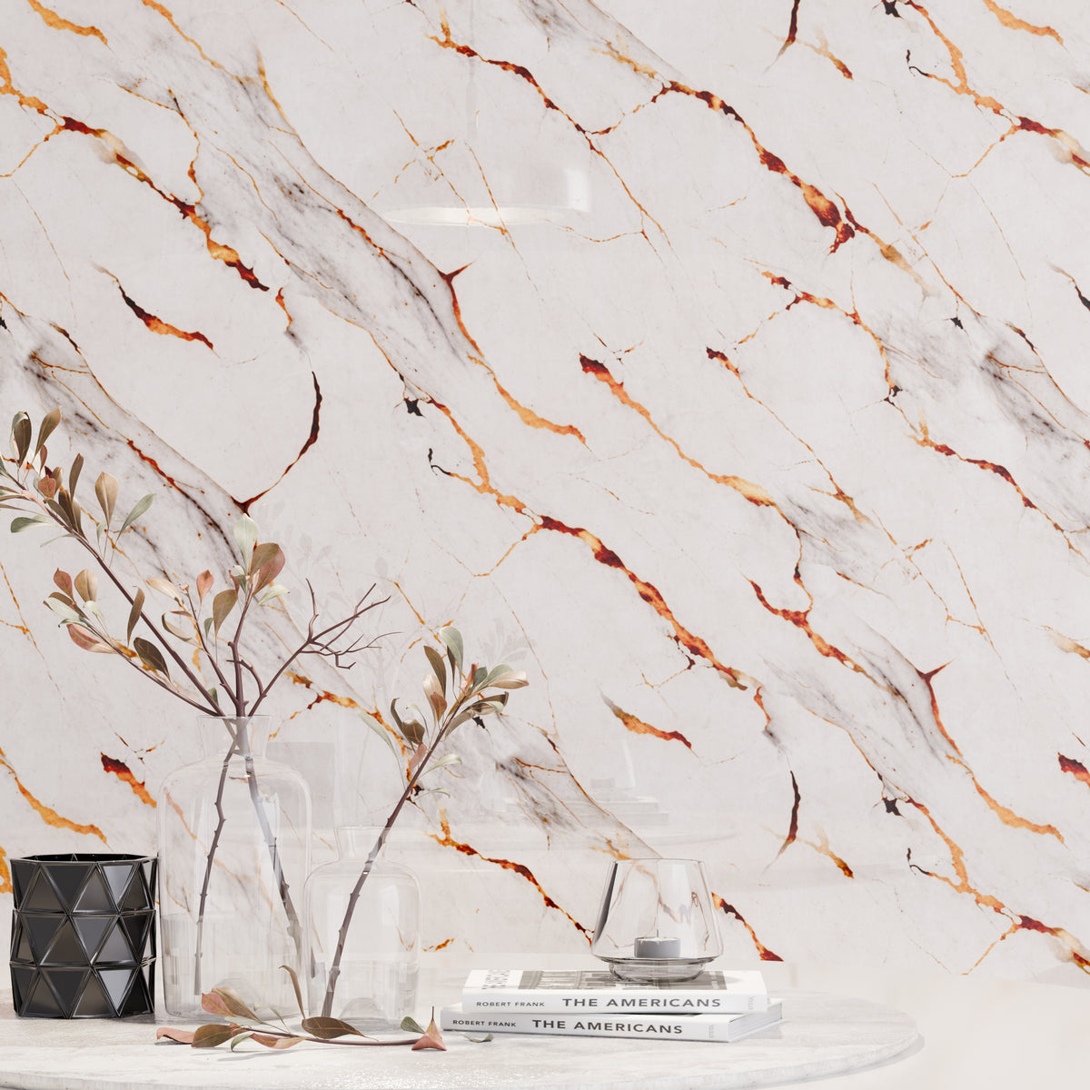 Panneau Mural - Blanc Or 2 - Effet Marbre - 250x120x0.3CM - MPDiscount