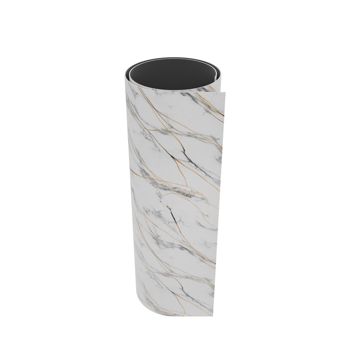 Wandpaneel – Weiß, Goldlinie – Marmoreffekt – 250x120x0.3CM