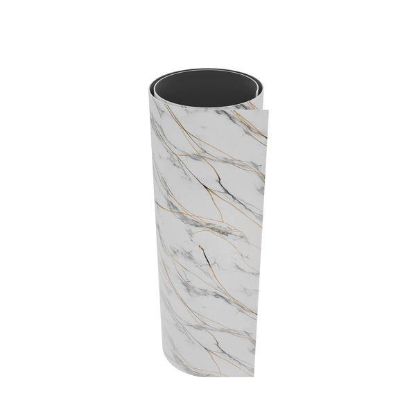 Panneau Mural - Blanc Trait Or - Effet Marbre - 250x120x0.3CM