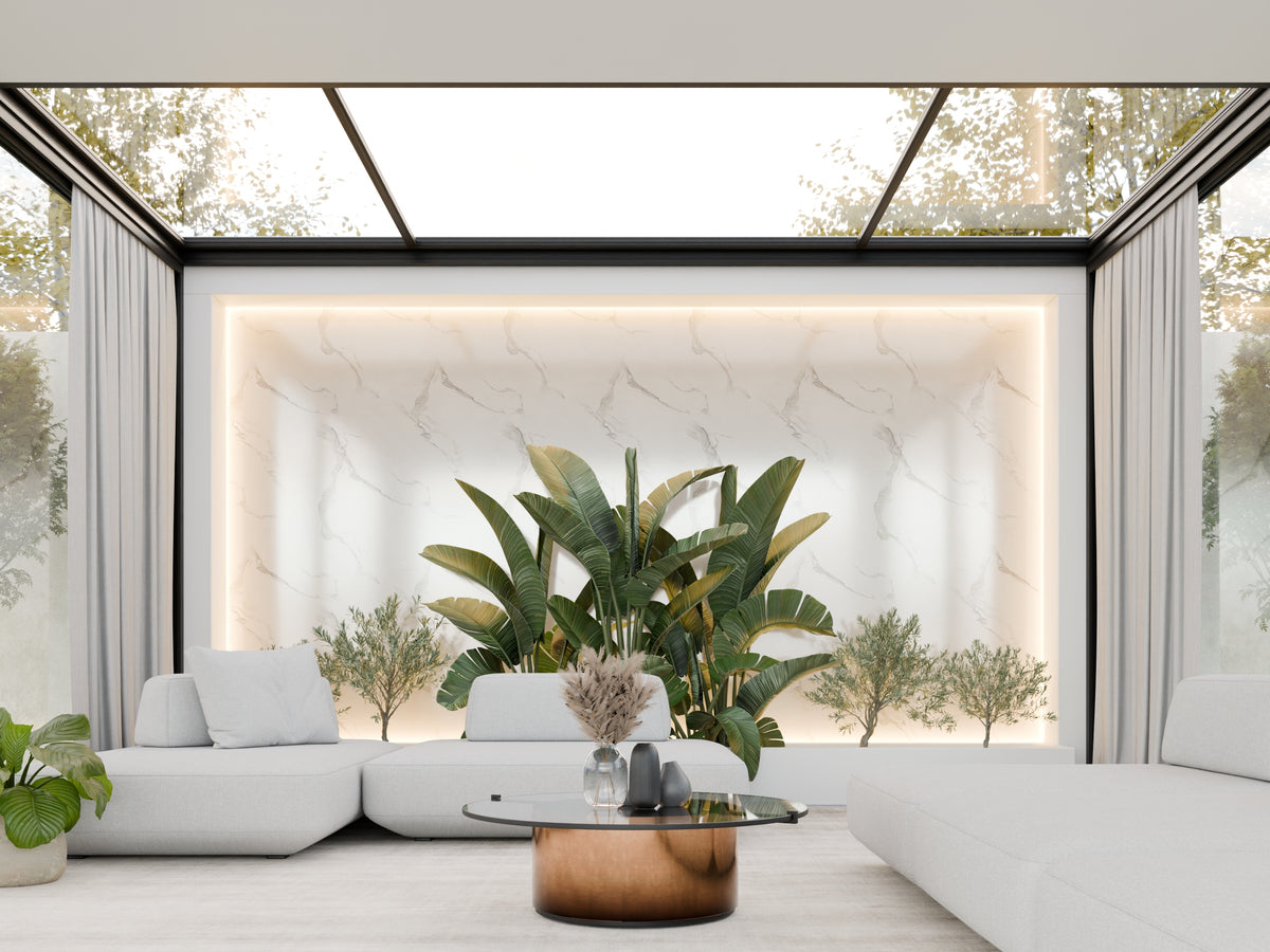 Panneau PVC - Effet Marbre Blanc - 250 x 120 cm – 100% Imperméable - 15 ans Garantie
