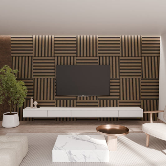 Lot 4 pièces - Panneau Acoustique - Noyer - Feutrine Noir - 60x60cm