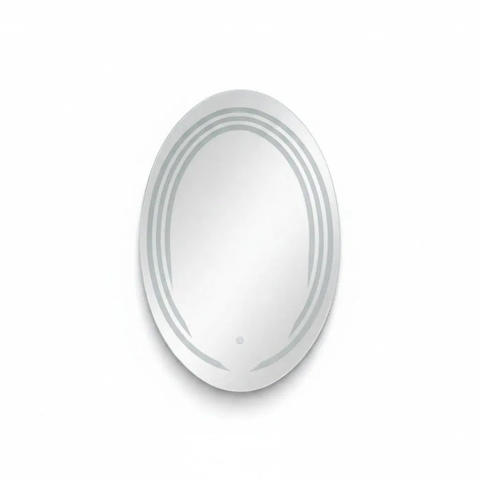 Miroir LED Mural Ovale 69×99 cm — Anneaux Lumineux Intégrés — 3 Températures Tactile — Cadre Aluminium Noir
