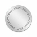 Miroir LED Mural Rond 89 cm — Motif Points Lumineux — 3 Températures Tactile — Cadre Aluminium Noir Mat