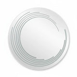 Miroir LED Mural Rond 89 cm — Bandes Vagues Gravées — 3 Températures Tactile — Cadre Aluminium Noir