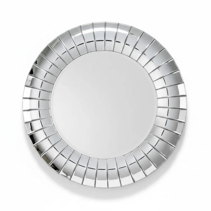 Miroir Mural Rond 89 cm — Bordure Mosaïque Miroir — Effet Glamour