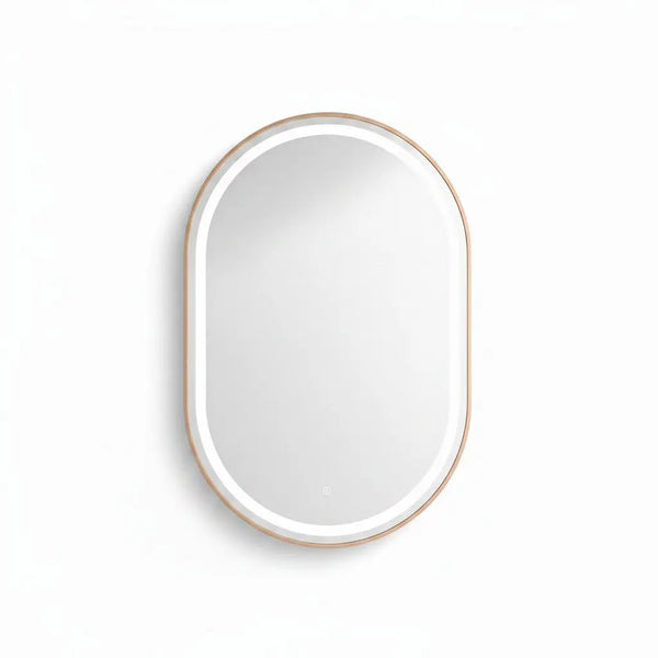 LED-Wandspiegel Oval 129×89 cm — Aluminiumrahmen Bronze — 3 Farbtemperaturen Touch — Zeitgenössischer Stil