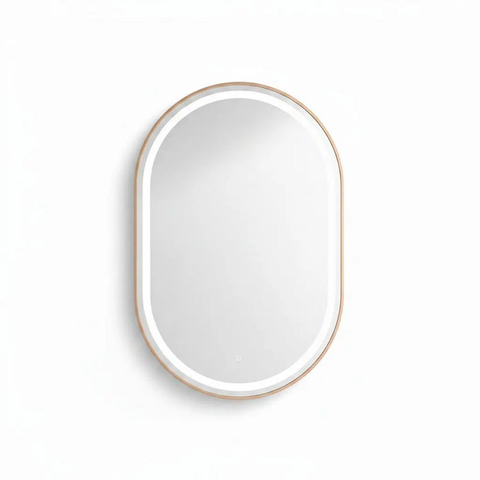 Miroir LED Mural Ovale 129×89 cm — Cadre Aluminium Bronze — 3 Températures Tactile — Style Contemporain