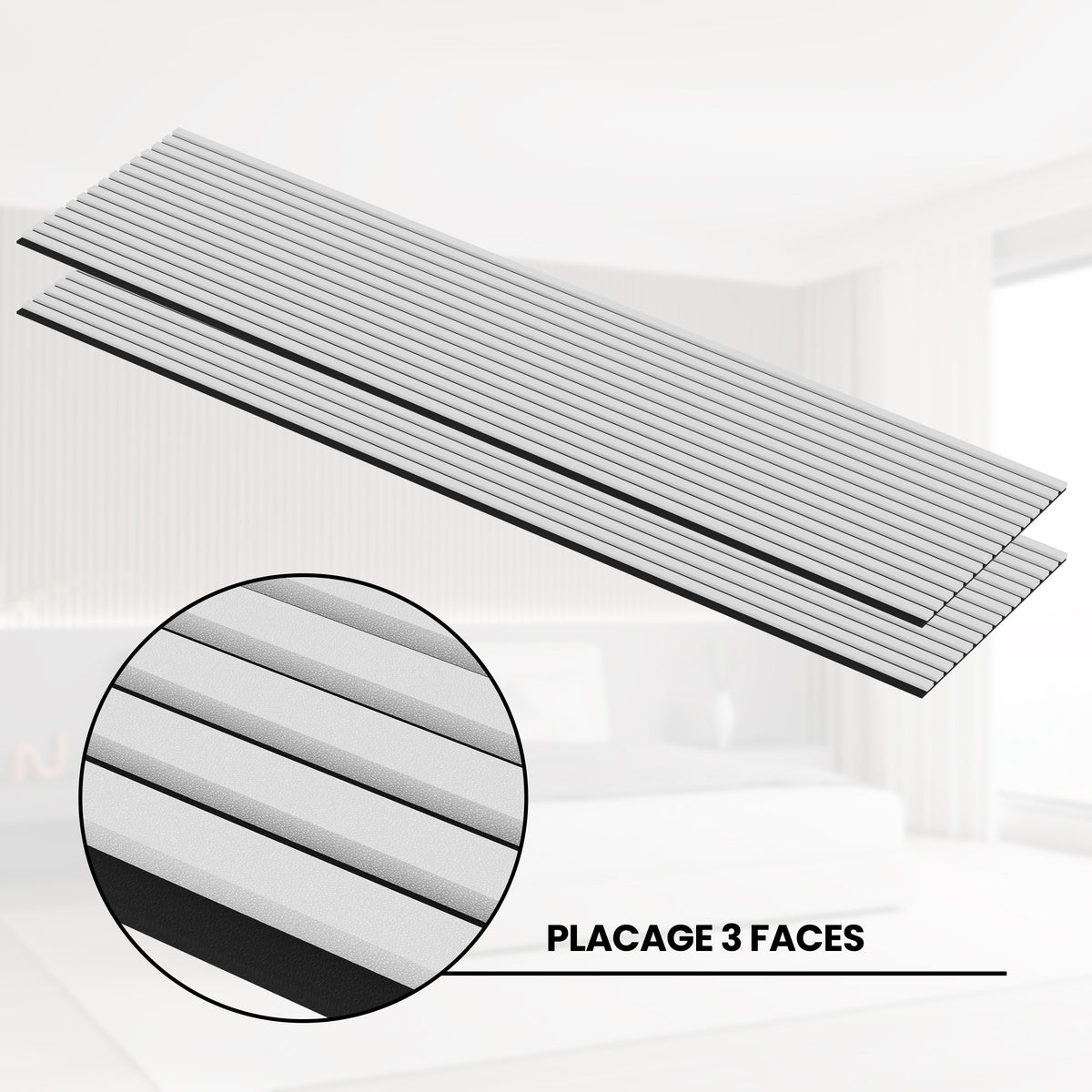 Panneaux Acoustiques Blanc Cuir - 240x60 - 21mm - Lot de 2