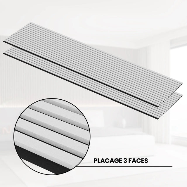 Panneaux Acoustiques Blanc Cuir - 240x60 - 21mm - Lot de 2