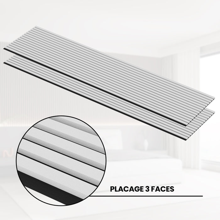 Panneaux Acoustiques Blanc Cuir - 240x60 - 21mm - Lot de 2