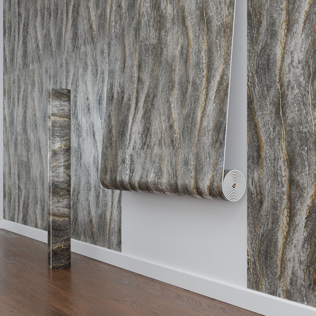 Panneau Mural - Gris Or - Effet Marbre - 250x120x0.3CM