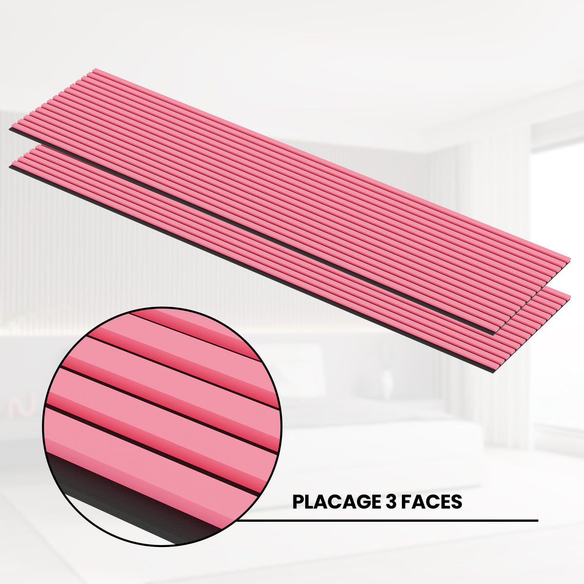 Panneaux Acoustiques Rose – 240x60 – 21 mm - Lot de 2
