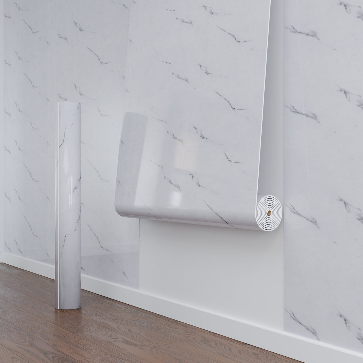 Panneau Mural - Blanc Gris - Effet Marbre - 250x120x0.3CM