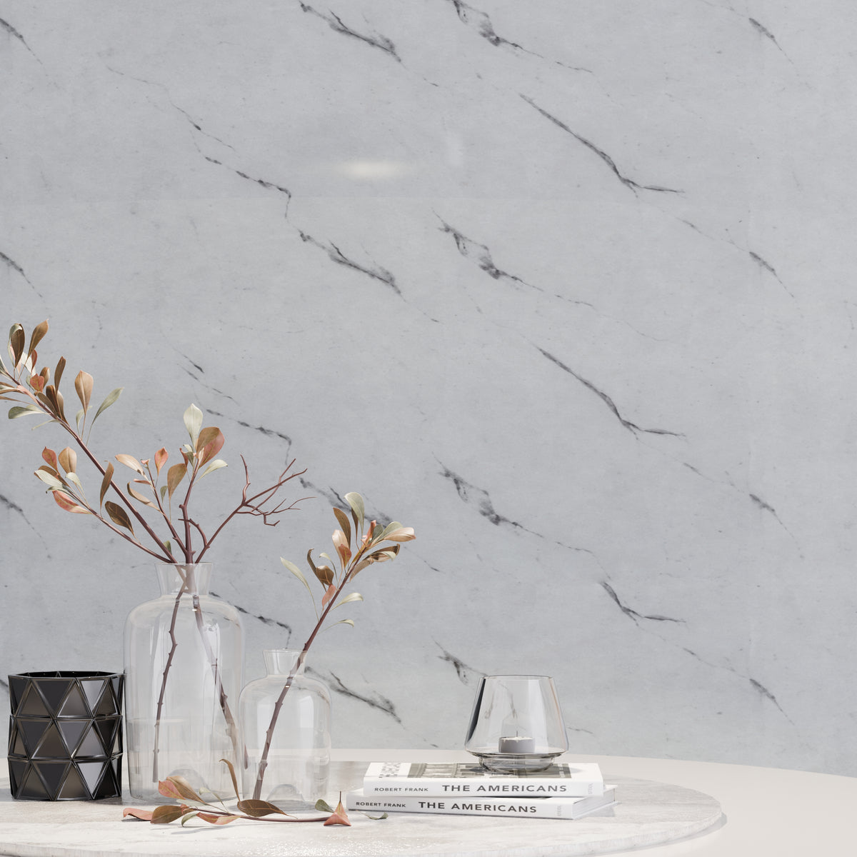 Panneau Mural - Blanc Gris - Effet Marbre - 250x120x0.3CM