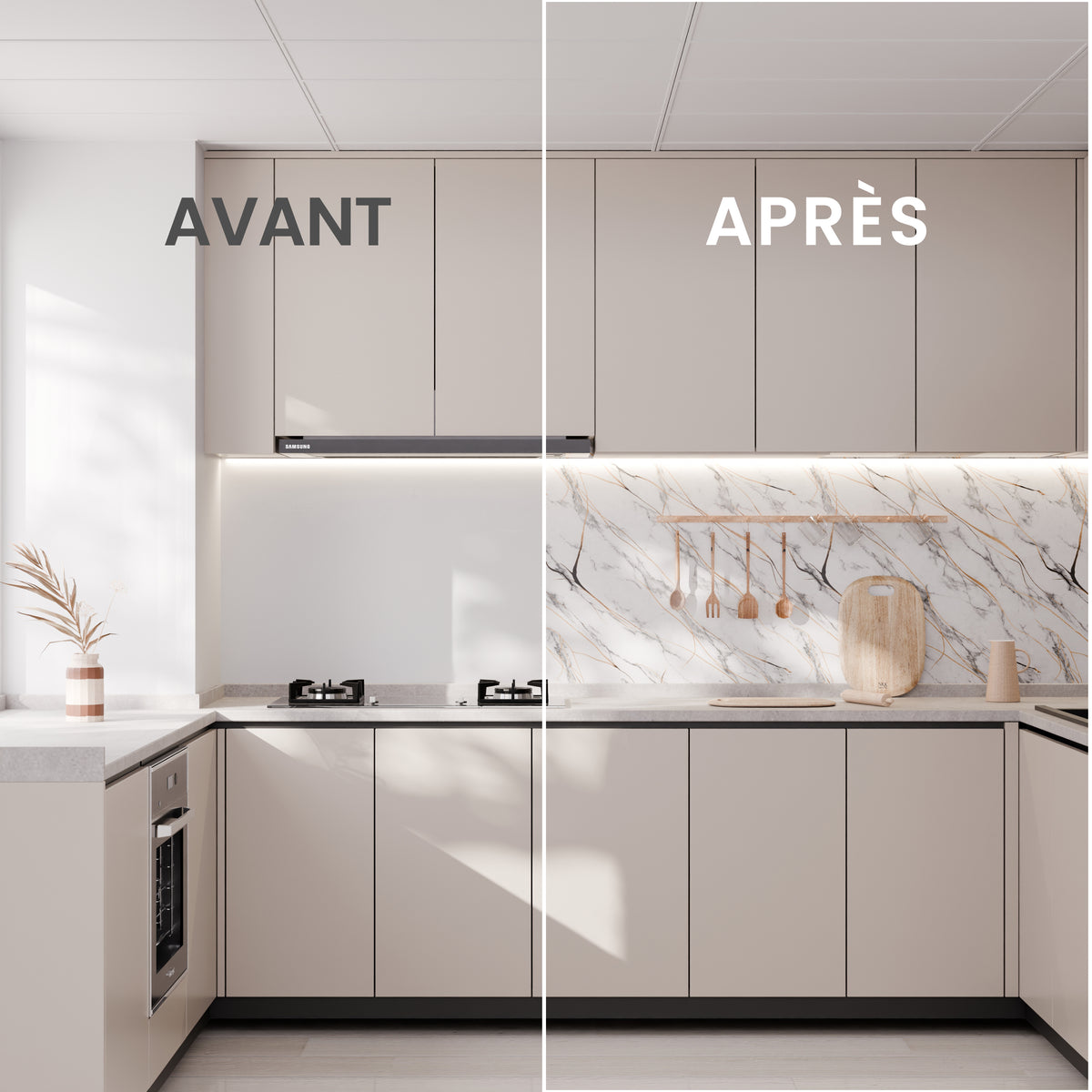 Panneau Mural - Blanc Trait Or - Effet Marbre - 250x120x0.3CM