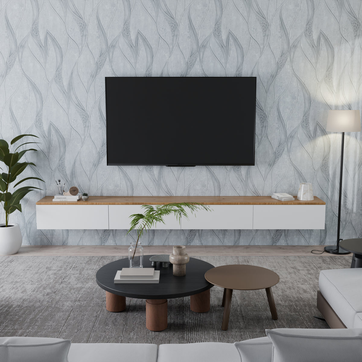 Panneau Mural - Blanc Chrome - Effet Marbre - 250x120x0.3CM