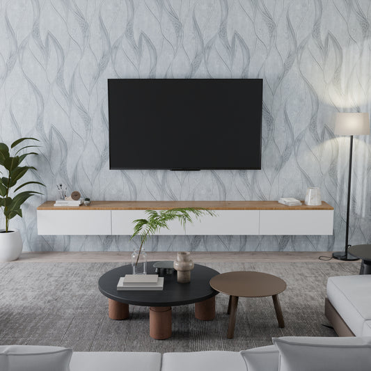 Panneau Mural - Blanc Chrome - Effet Marbre - 250x120x0.3CM