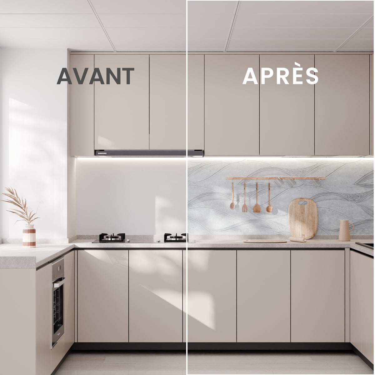 Panneau Mural - Blanc Chrome - Effet Marbre - 250x120x0.3CM