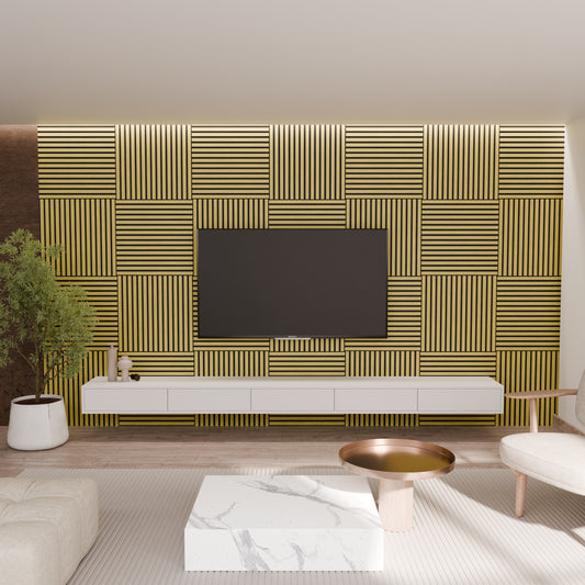 Lot 4 pièces - Panneau Acoustique - Chêne - Feutrine Noir - 60x60cm