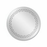 LED-Wandspiegel Rund 89 cm — Leuchtpunkte-Motiv — 3 Lichttemperaturen Touch — Rahmen Mattschwarz Aluminium
