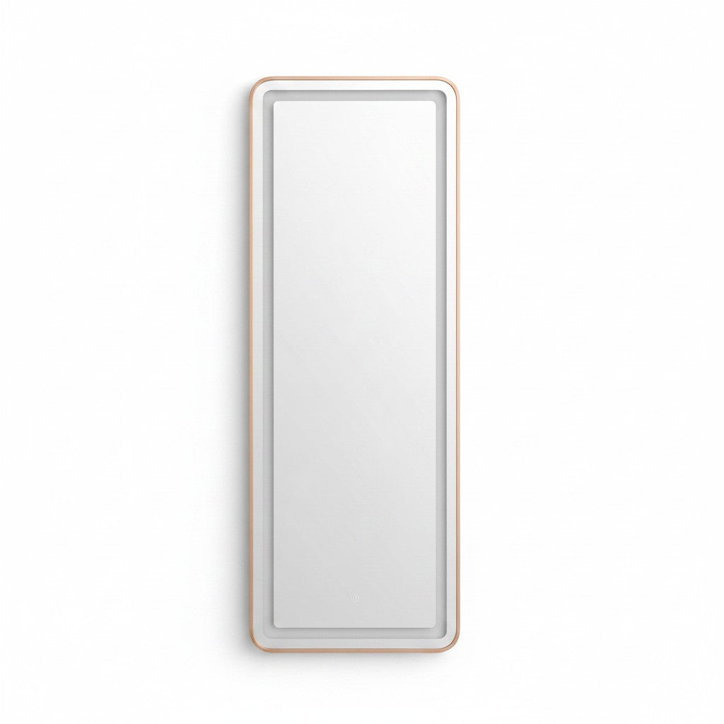 Miroir LED Mural Pleine Longueur 160×59 cm — 3 Températures Tactile — Cadre Bronze