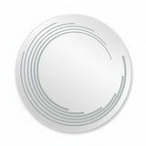 Runder LED-Wandspiegel 89 cm — Gravierte Wellenstreifen — 3 Touch-Temperaturen — Schwarzer Aluminiumrahmen
