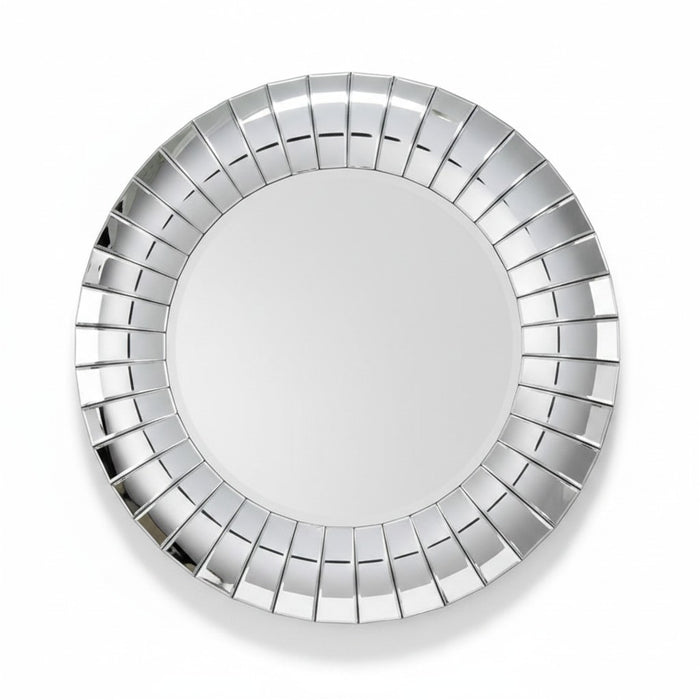 Miroir Mural Rond 89 cm — Bordure Mosaïque Miroir — Effet Glamour