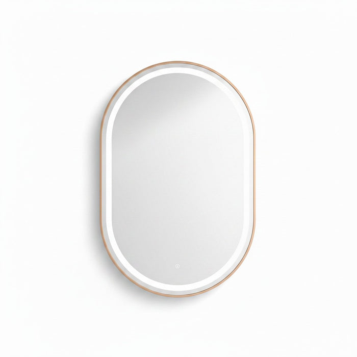 Miroir LED Mural Ovale 129×89 cm — Cadre Aluminium Bronze — 3 Températures Tactile — Style Contemporain