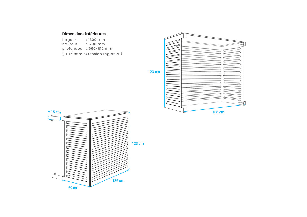 Cache Clim et PAC - ALU - Blanc crème (RAL 9001)