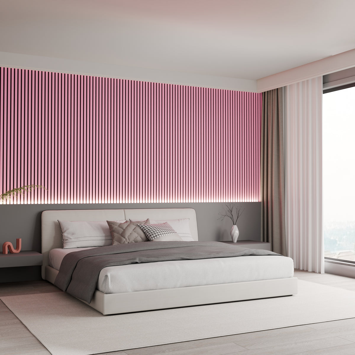 Panneaux Acoustiques Rose - 240x60 - 11mm - lot de 4