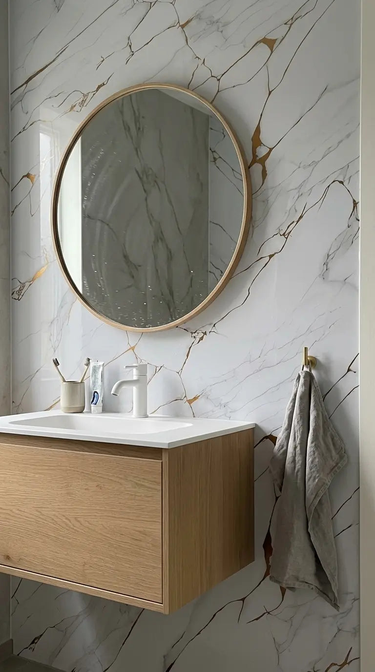 Panneau PVC - Effet Marbre Blanc Gris - 250 x 120 cm – 100% Imperméable - 15 ans Garantie en situation