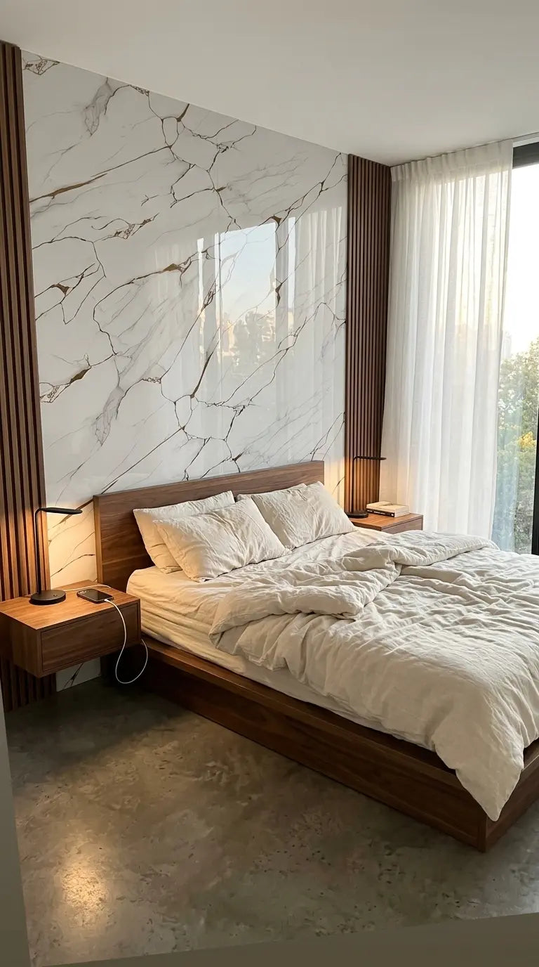 Panneau PVC - Effet Marbre Blanc Gris - 250 x 120 cm – 100% Imperméable - 15 ans Garantie en situation