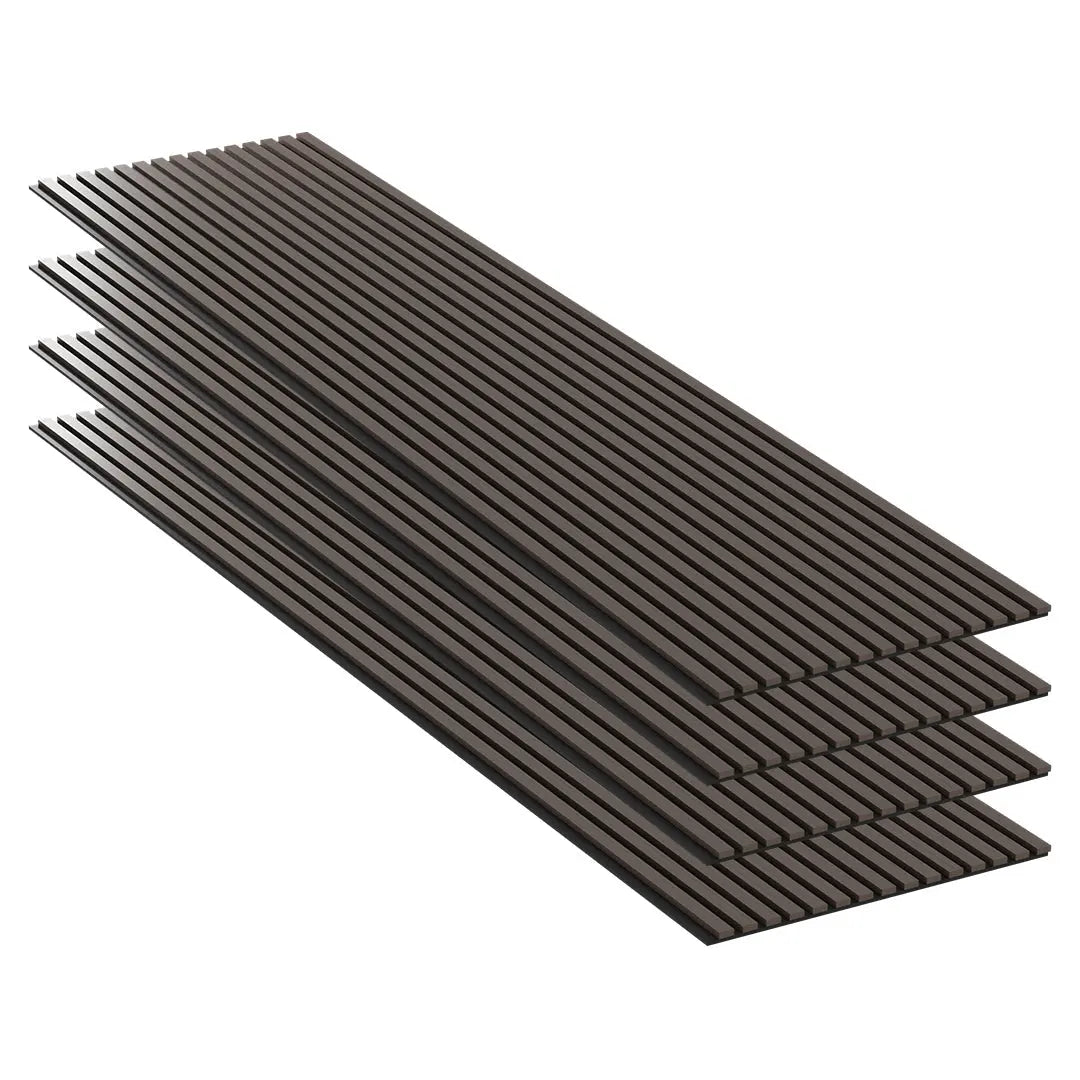 Panneaux Acoustiques Noyer Foncé – 240x60 – 11 mm – Lot de 4 sur fond blanc