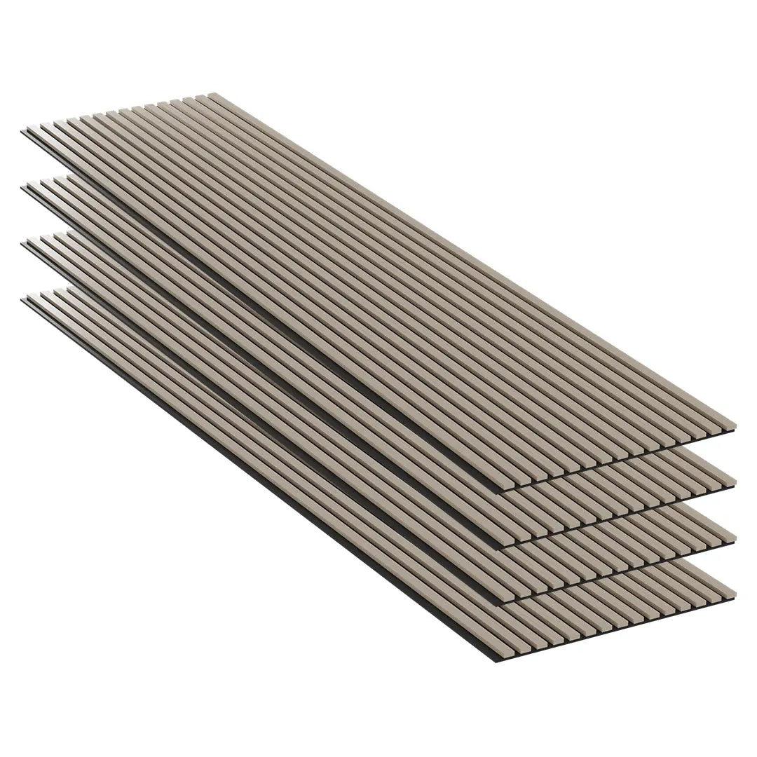 Panneaux Acoustiques Noyer – 240×60 – 11 mm – Lot de 4 sur fond blanc