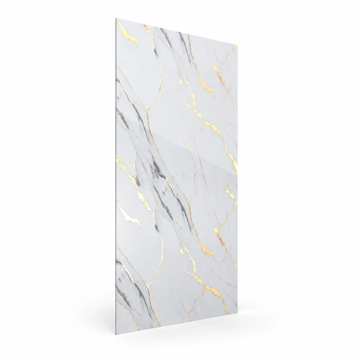 Panneau PVC - Effet Marbre Blanc Gris - 250 x 120 cm – 100% Imperméable - 15 ans Garantie sur fond blanc