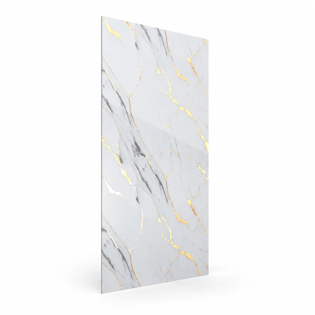 Panneau PVC - Effet Marbre Blanc Gris - 250 x 120 cm – 100% Imperméable - 15 ans Garantie