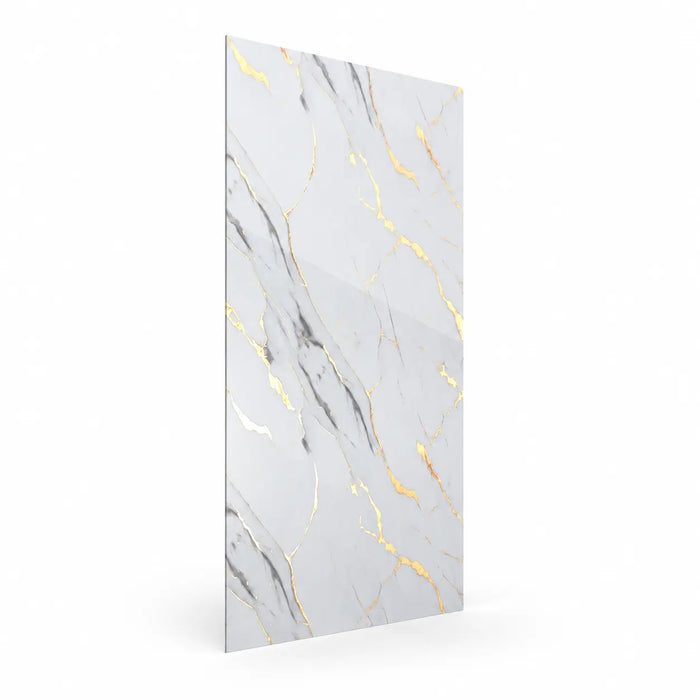 Panneau PVC - Effet Marbre Blanc Gris - 250 x 120 cm – 100% Imperméable - 15 ans Garantie