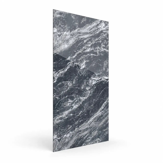 Panneau PVC - Effet Marbre Noir - 250 x 120 cm – 100% Imperméable - 15 ans Garantie