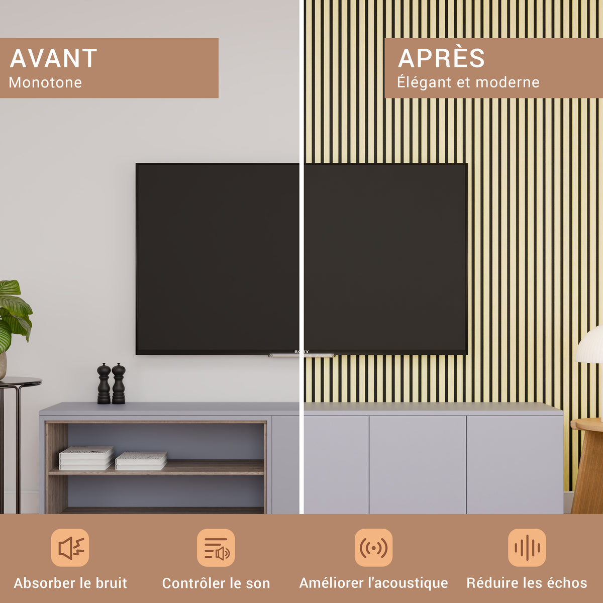 Panneaux Acoustiques Chêne – 240×60 – 21 mm – Lot de 2