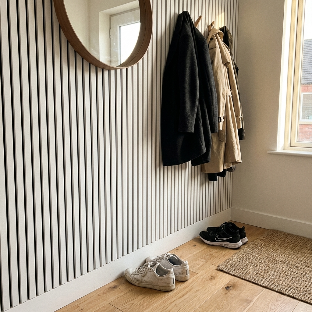 Panneaux Acoustiques Blanc Cuir – 240x60 – 11 mm – Lot de 4