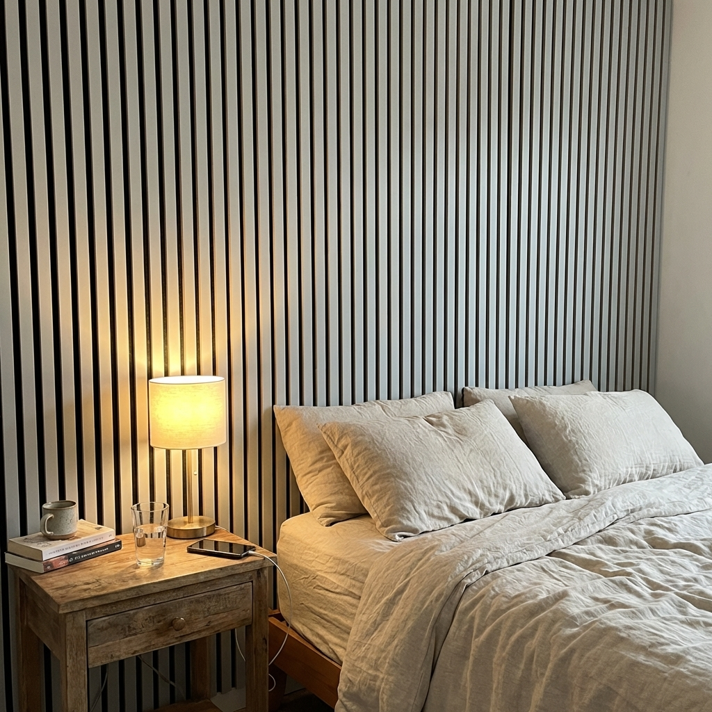 Panneaux Acoustiques Gris Cuir – 240x60 – 11 mm – Lot de 4