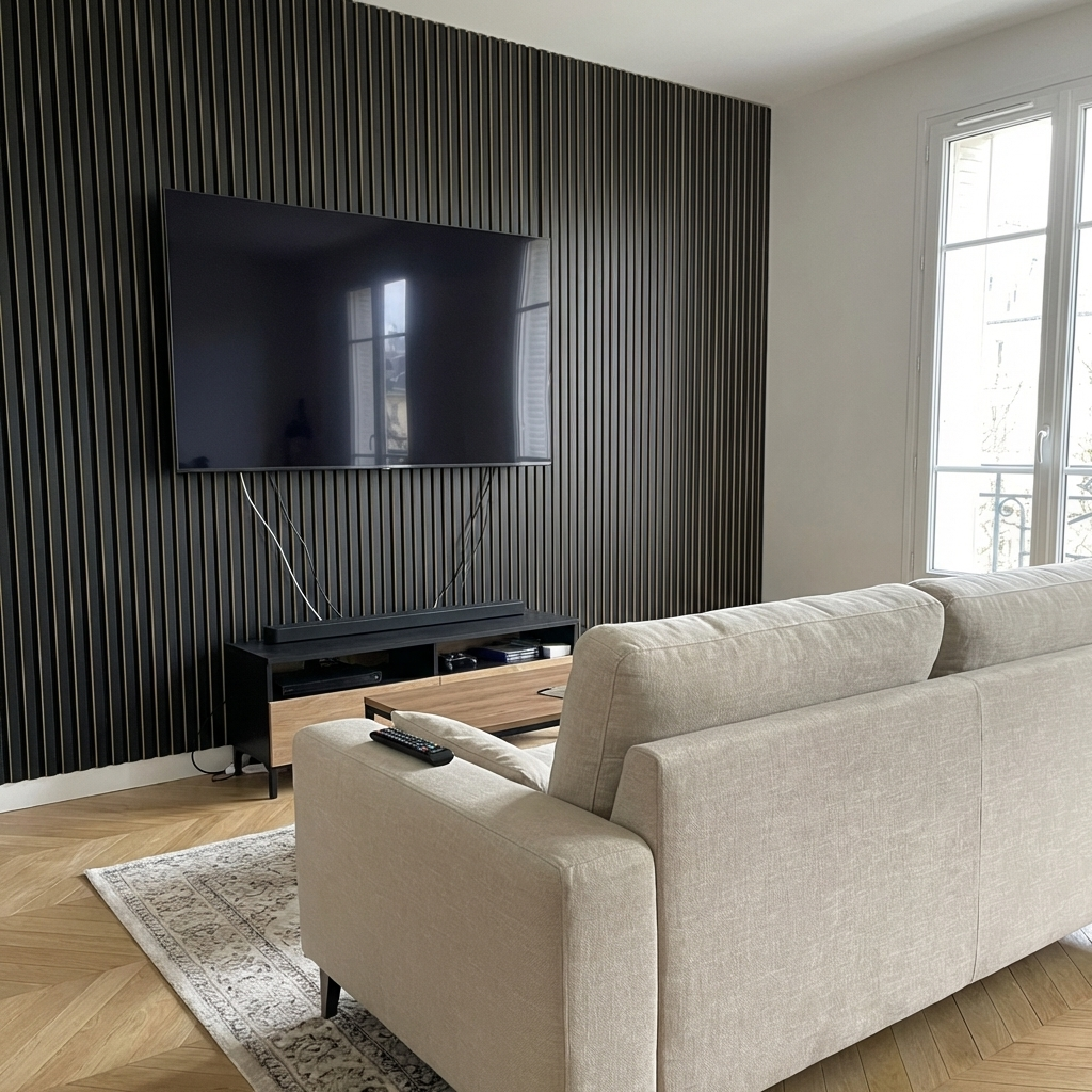 Panneaux Acoustiques Noir Mat – 240x60 – 11 mm – Lot de 4