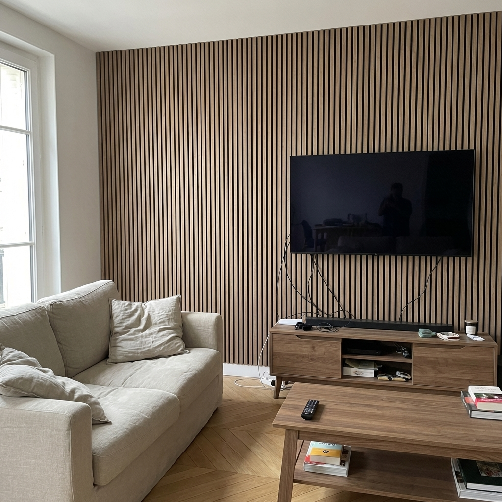 Panneaux Acoustiques Noyer – 240×60 – 11 mm – Lot de 4