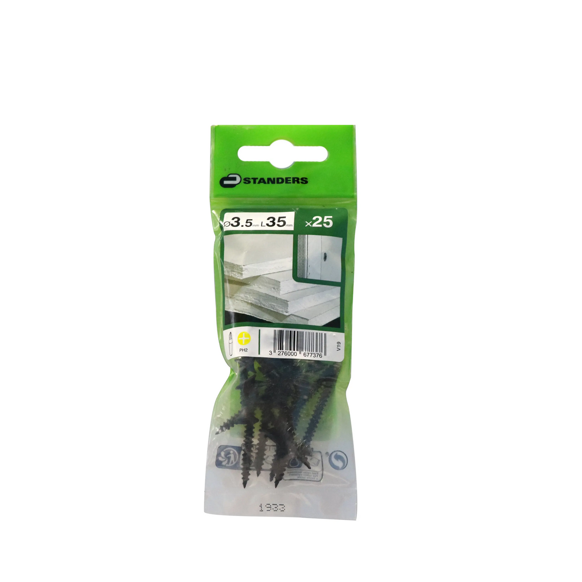 Sachet de 25 vis STANDERS noires, diamètre 3,5 mm et longueur 35 mm